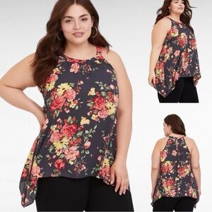 Torrid Georgette Keyhole Back Shark Bite Hem Blouse Top Size 2 2X • NEW